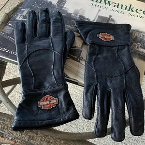 Ladies Harley-Davidson Black Leather Riding Gloves Size Medium